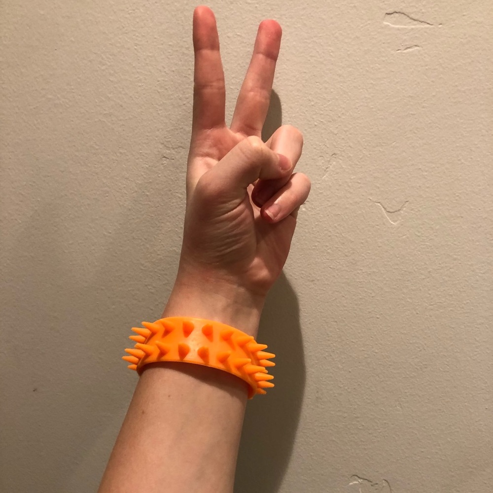 Grunge Neon Orange double row spiked bracelet